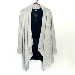 Cato Long Sleeve Cardigan Womens Medium Gray Waterfall Sweater